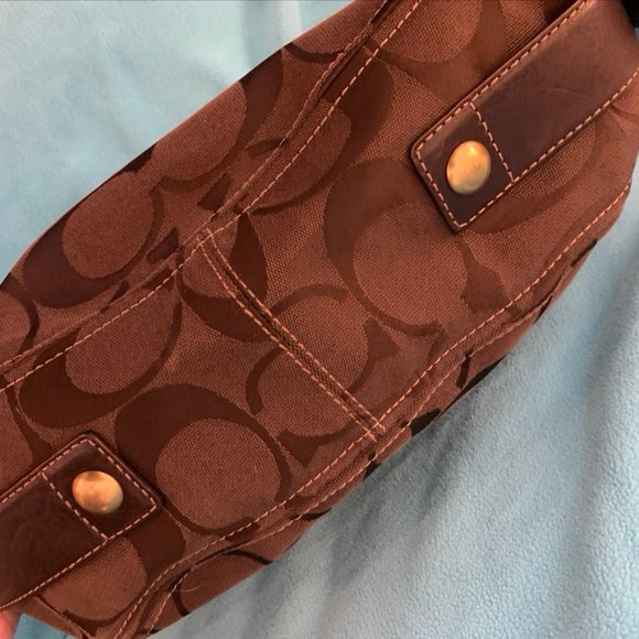 Coach Signature Large Zoe F12674 Dk Brown - Picture 3 of 5